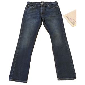 Hollister Mens Jeans 36X32 Slim Straight Button Fly Medium Wash Blue Mid Flex